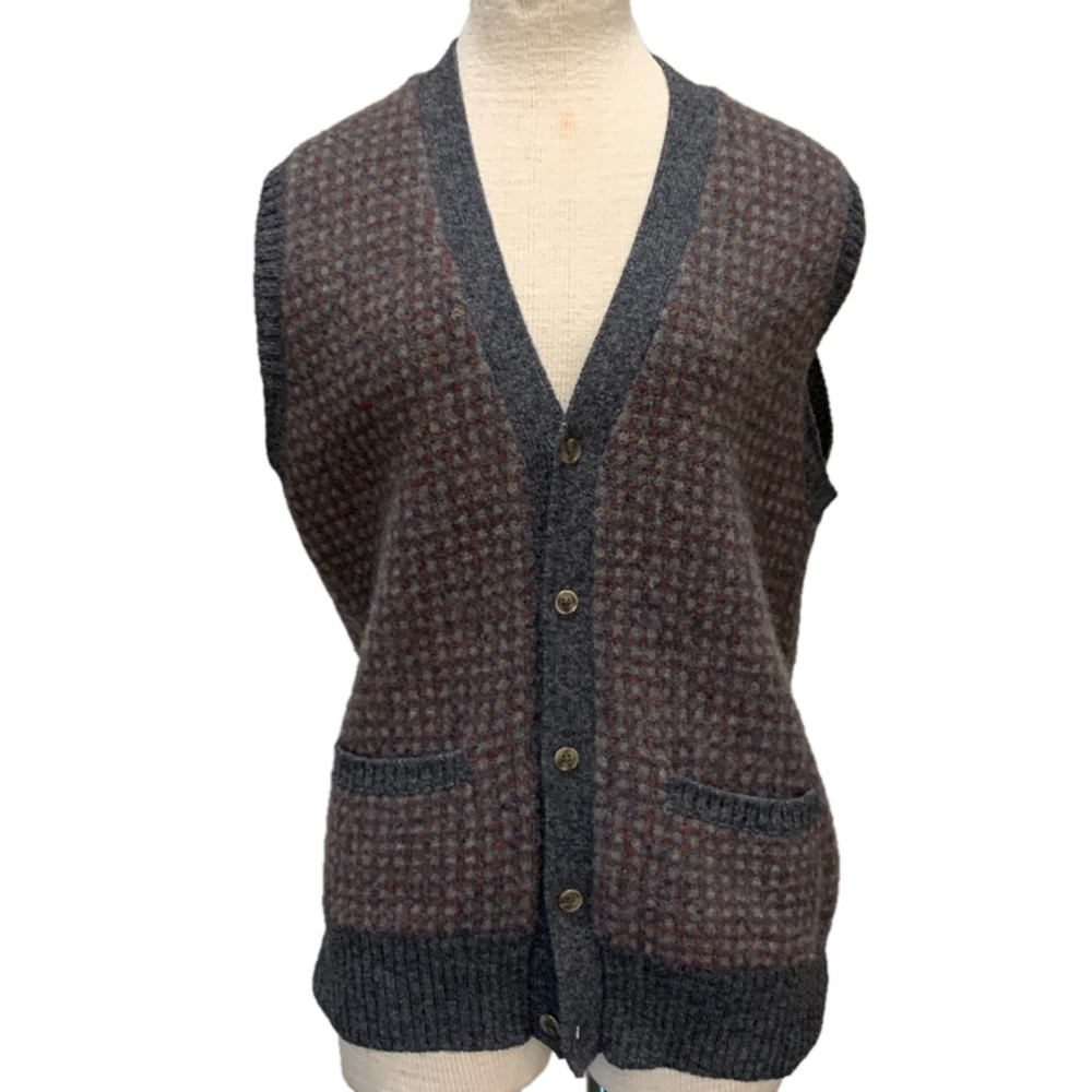Scotland Yard sz L vintage 100% English wool grandpa sweater vest